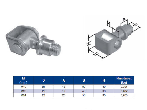 PAVP16 - regulovatelný závěsný pant k navaření
